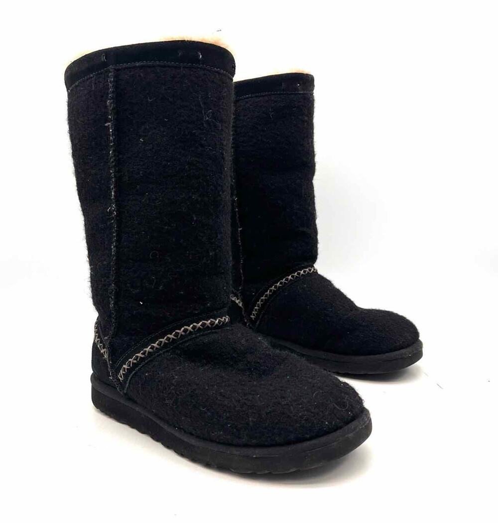 UGG Size 8 Black/Cream Sherpa Lined Wool AS IS Designer Boots
